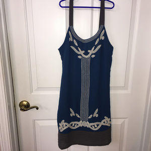 New! Sugar Lips Teal and Gray Deco Shift Dress